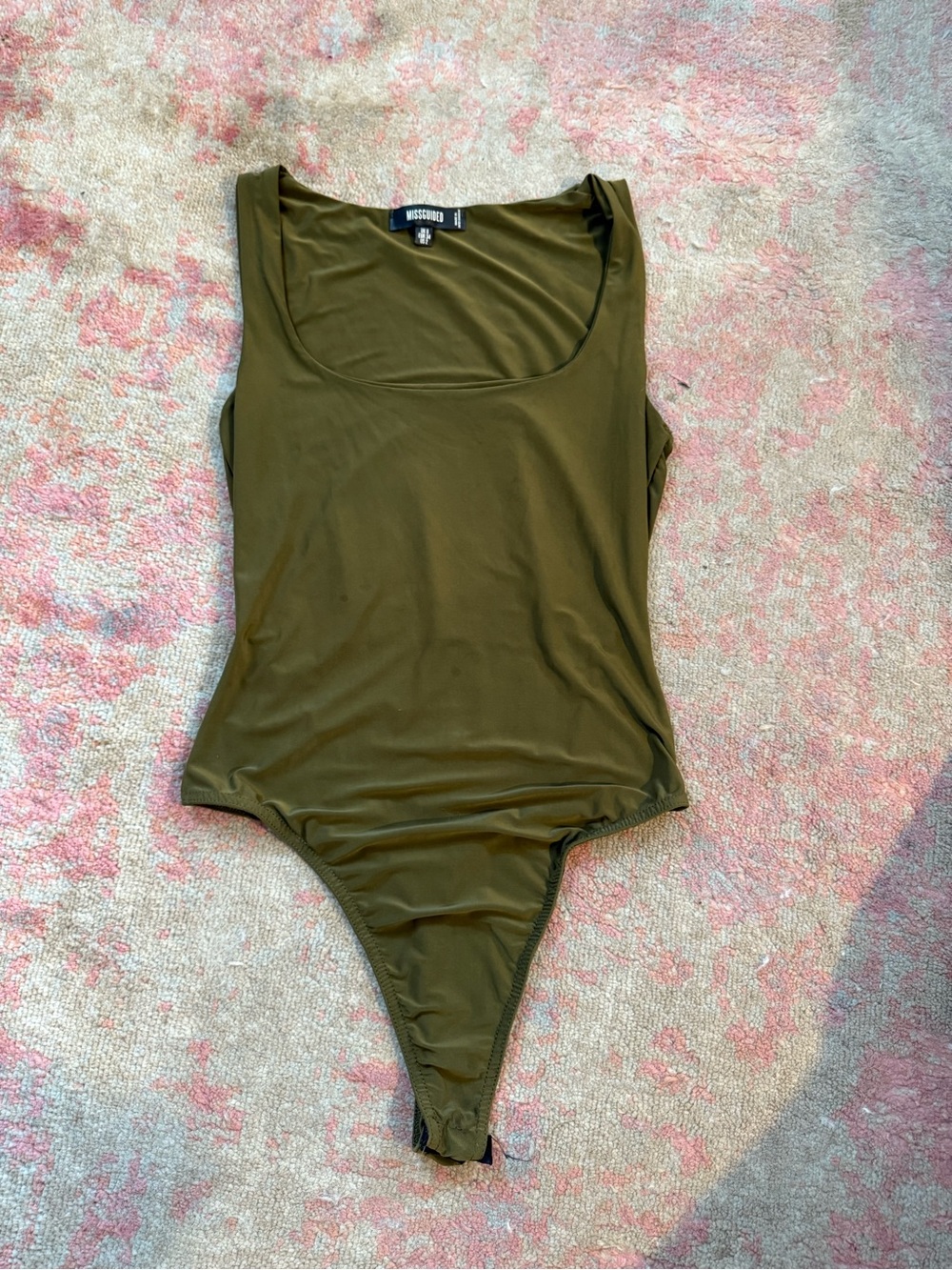 Missguided Olive Scoop Neck Stretch Bodysuit